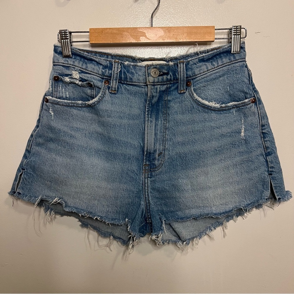 Abercrombie & Fitch The Mom Short Curve Love High Rise Denim Shorts Minimalist